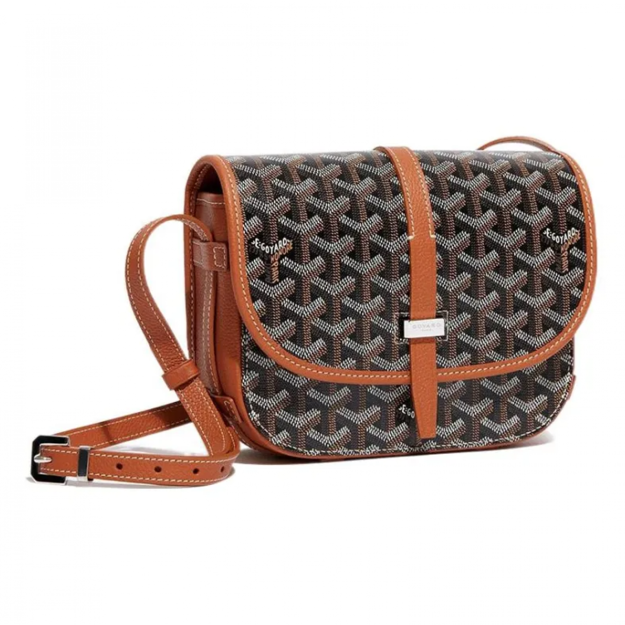 Сумка Goyard Belvedere Black Tan PM Messenger Bag черно-коричневая