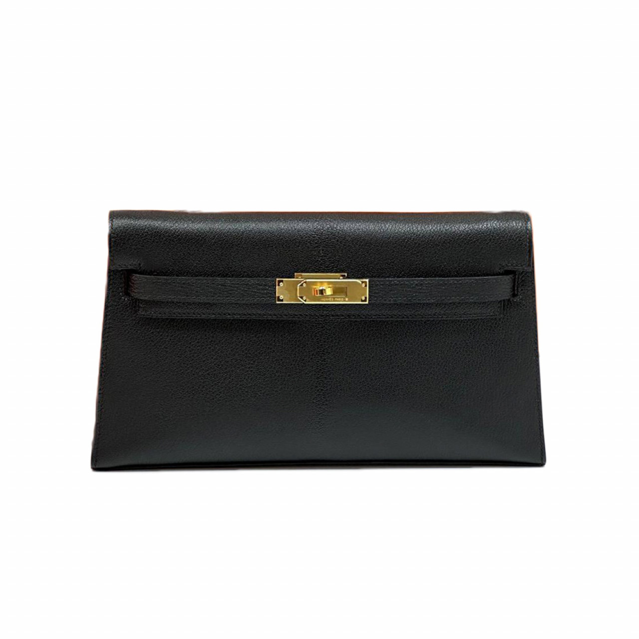 Hermes Kelly Elan Black Chevre Chamkila Gold Hardware