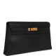 Hermes Kelly Elan Black Chevre Chamkila Gold Hardware