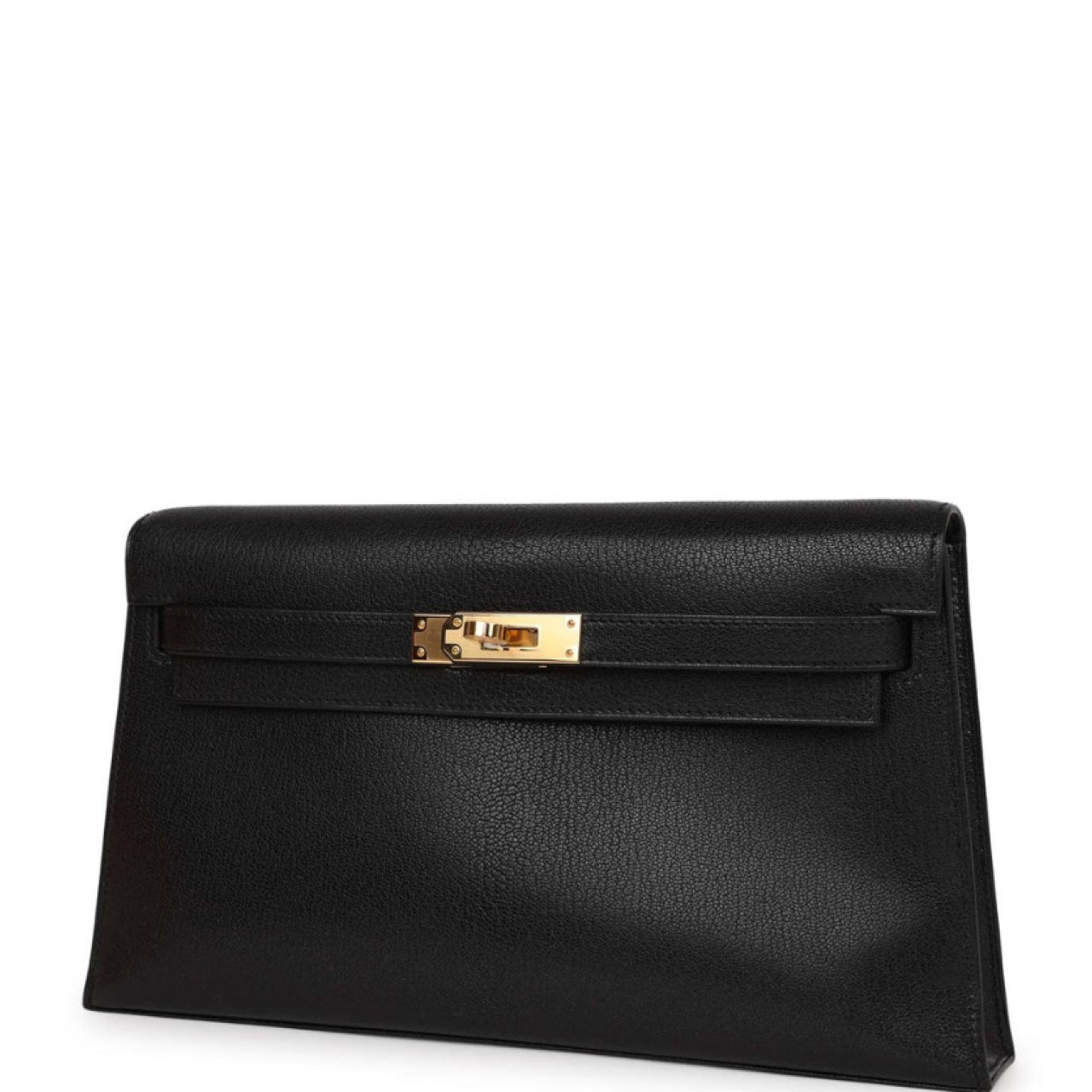 Hermes Kelly Elan Black Chevre Chamkila Gold Hardware