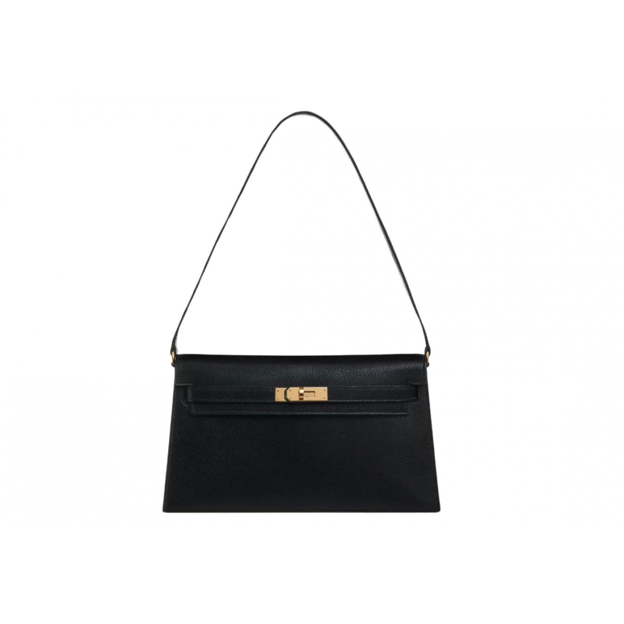 Hermes Kelly Elan Black Chevre Chamkila Gold Hardware