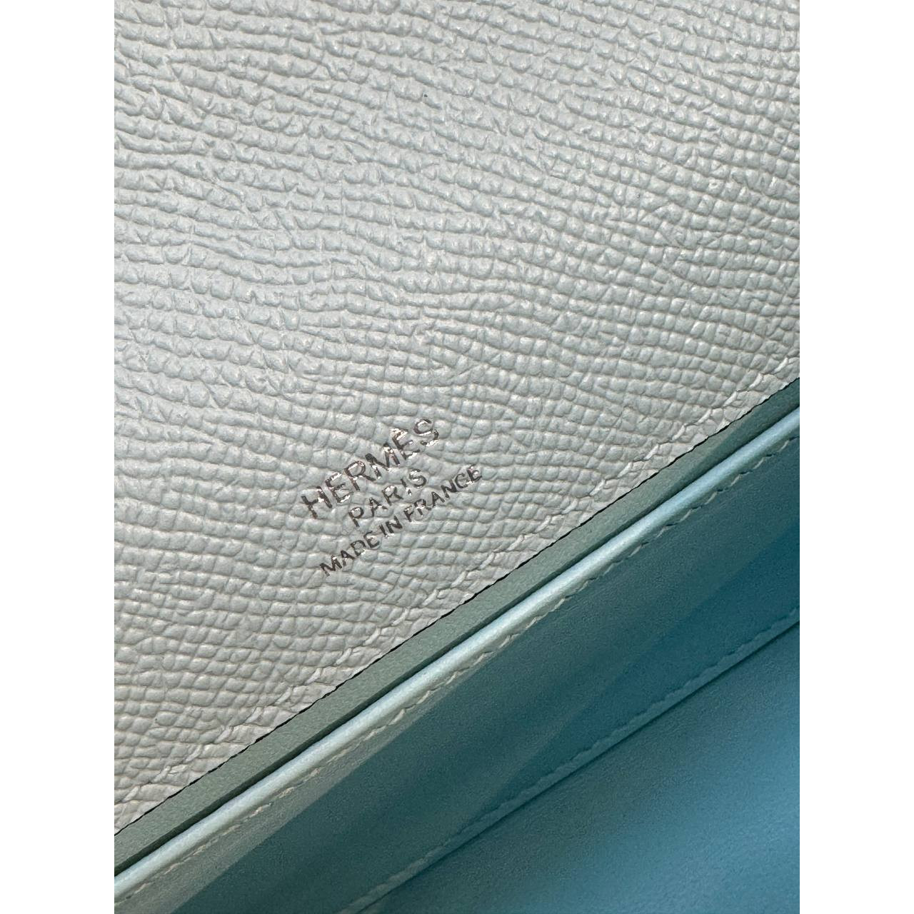 Hermes Mini Kelly Pochette 22cm Blue Epsom Leather 