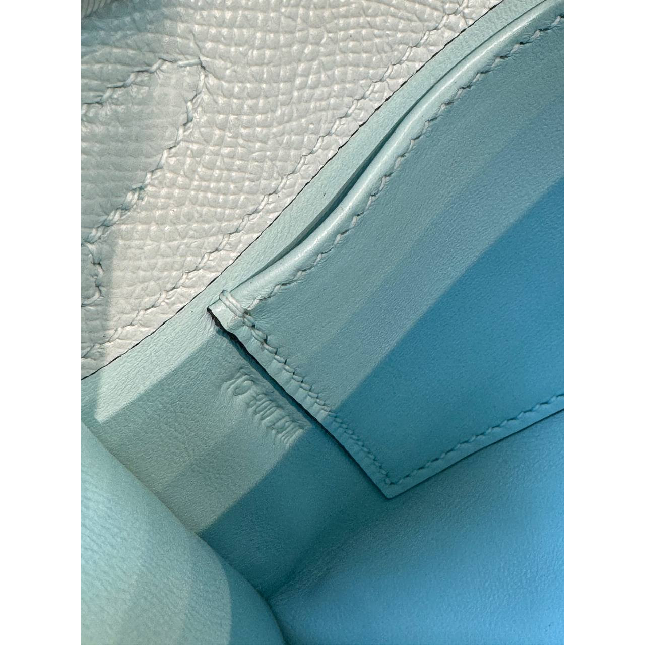 Hermes Mini Kelly Pochette 22cm Blue Epsom Leather 