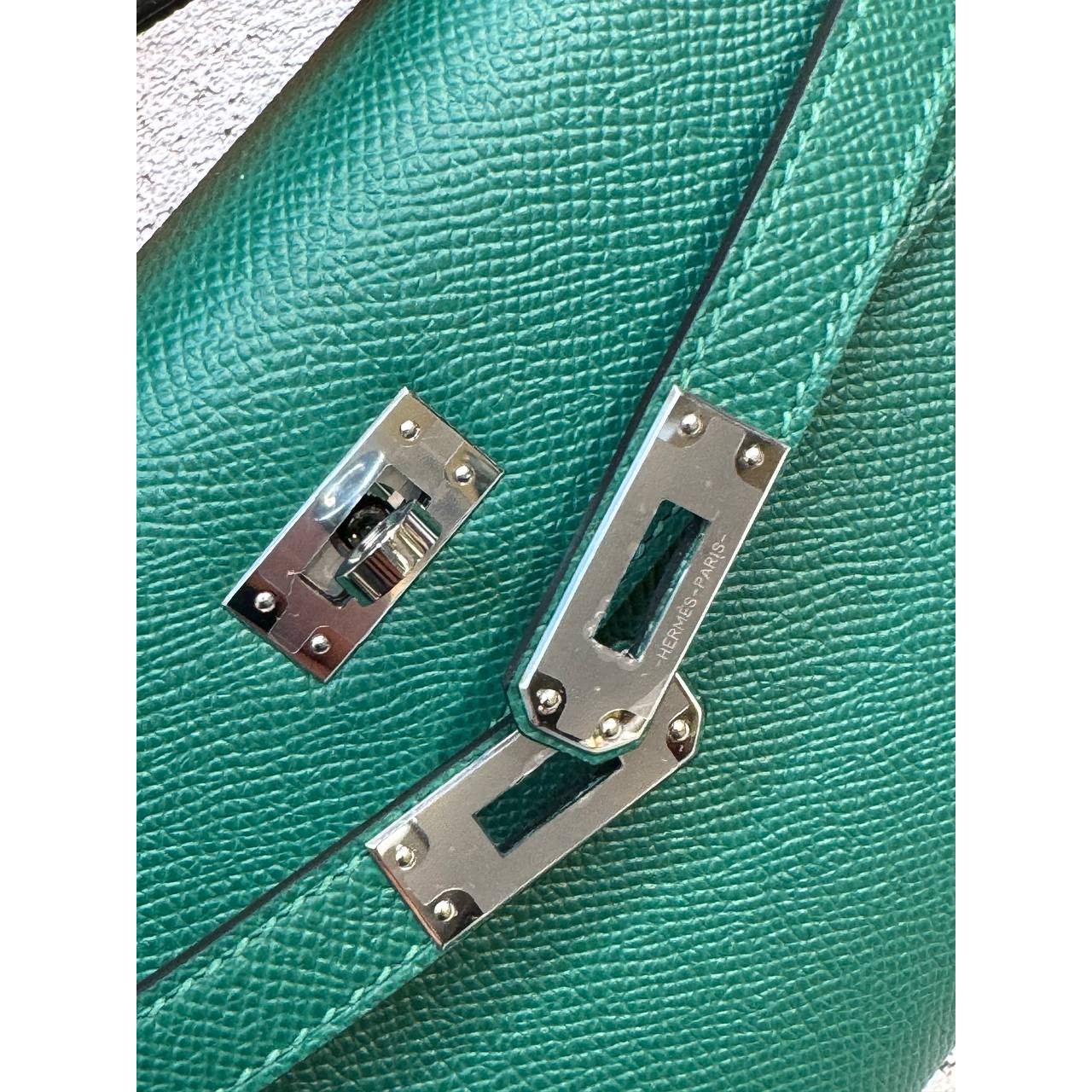 Hermes Mini Kelly Pochette 22cm Vert Vertigo Epsom Leather