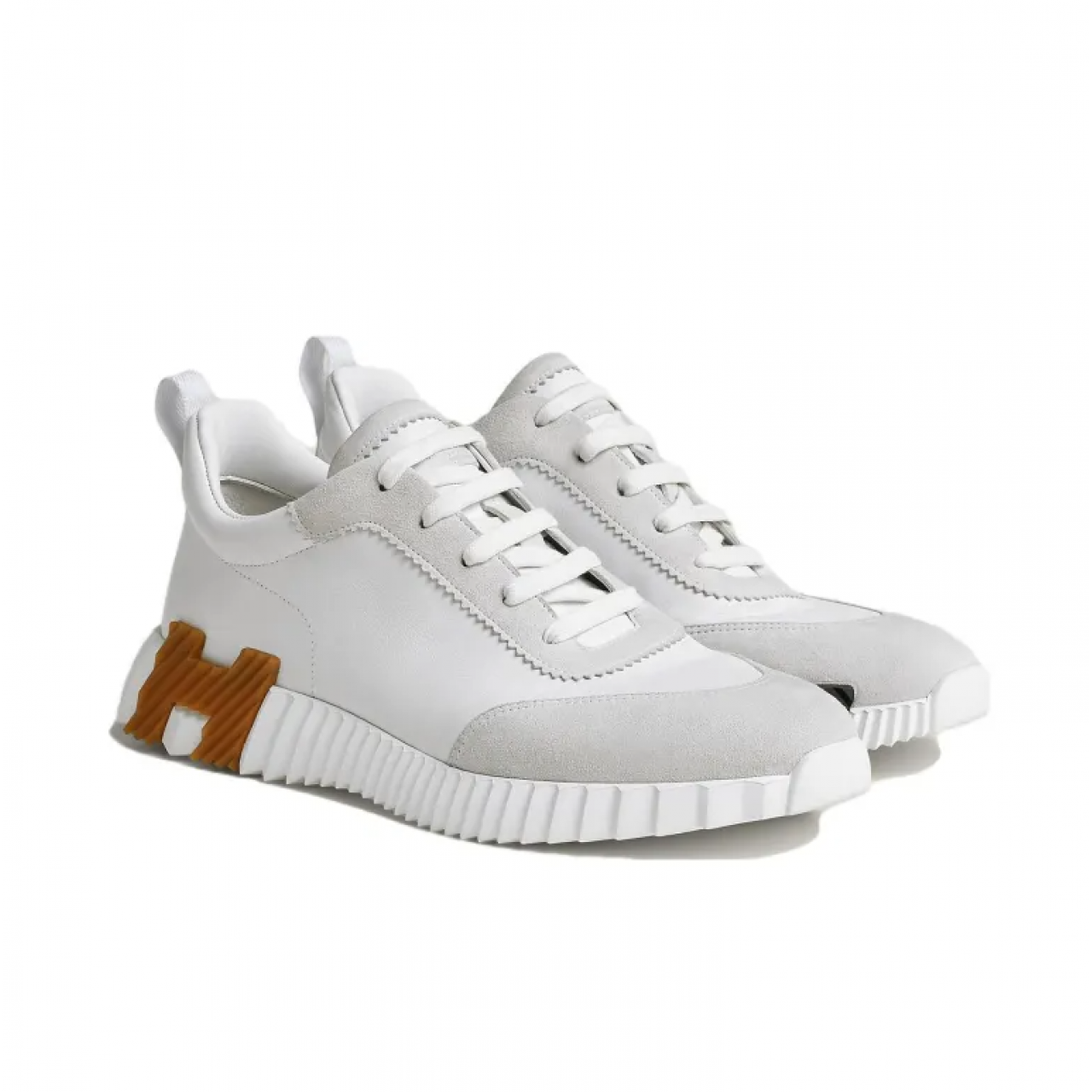 Кроссовки Hermes Bouncing Lifestyle White Brown Leather H221898Z-HI4