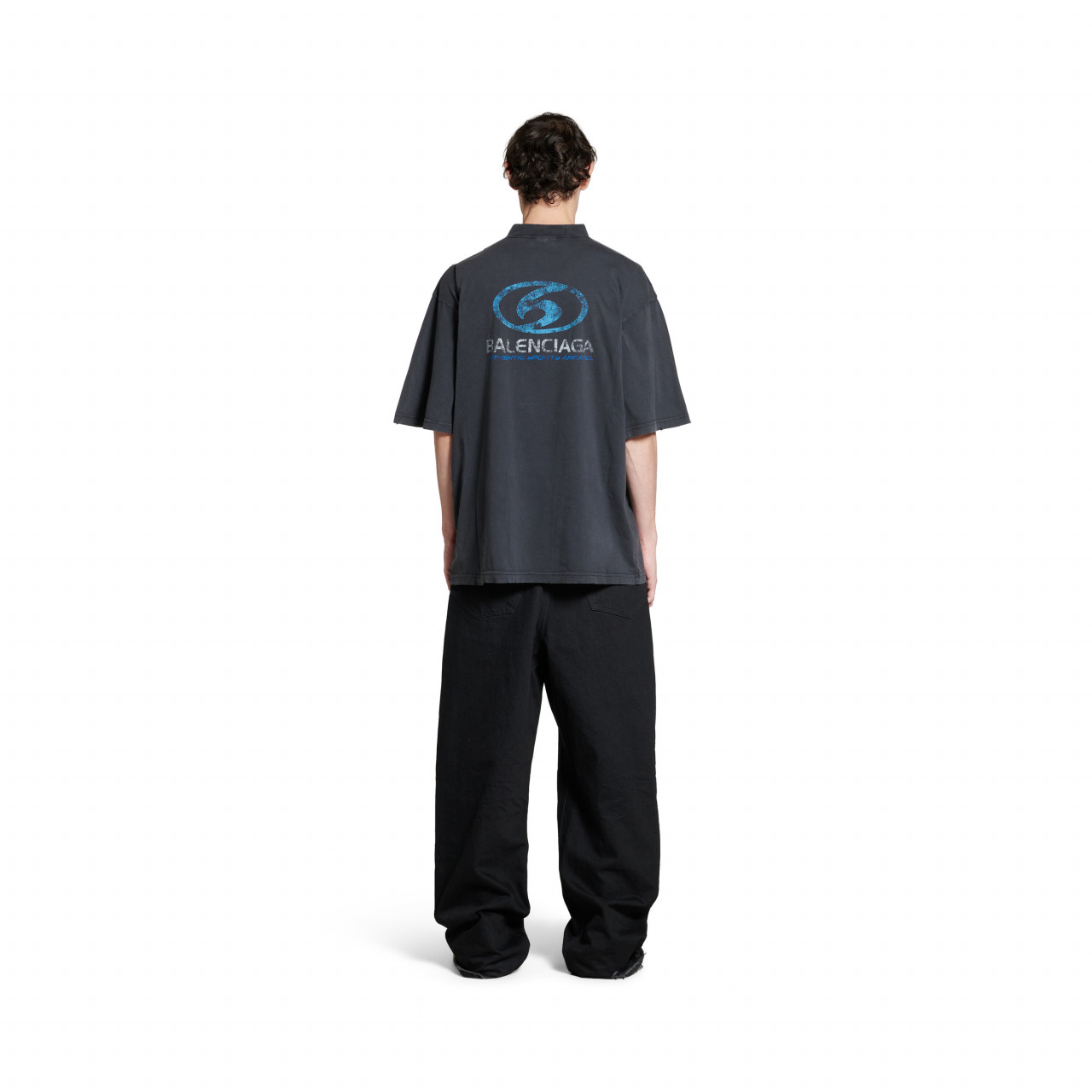Футболка Balenciaga Surfer T-Shirt Medium Fit in black and blue 764235TPVM31412 